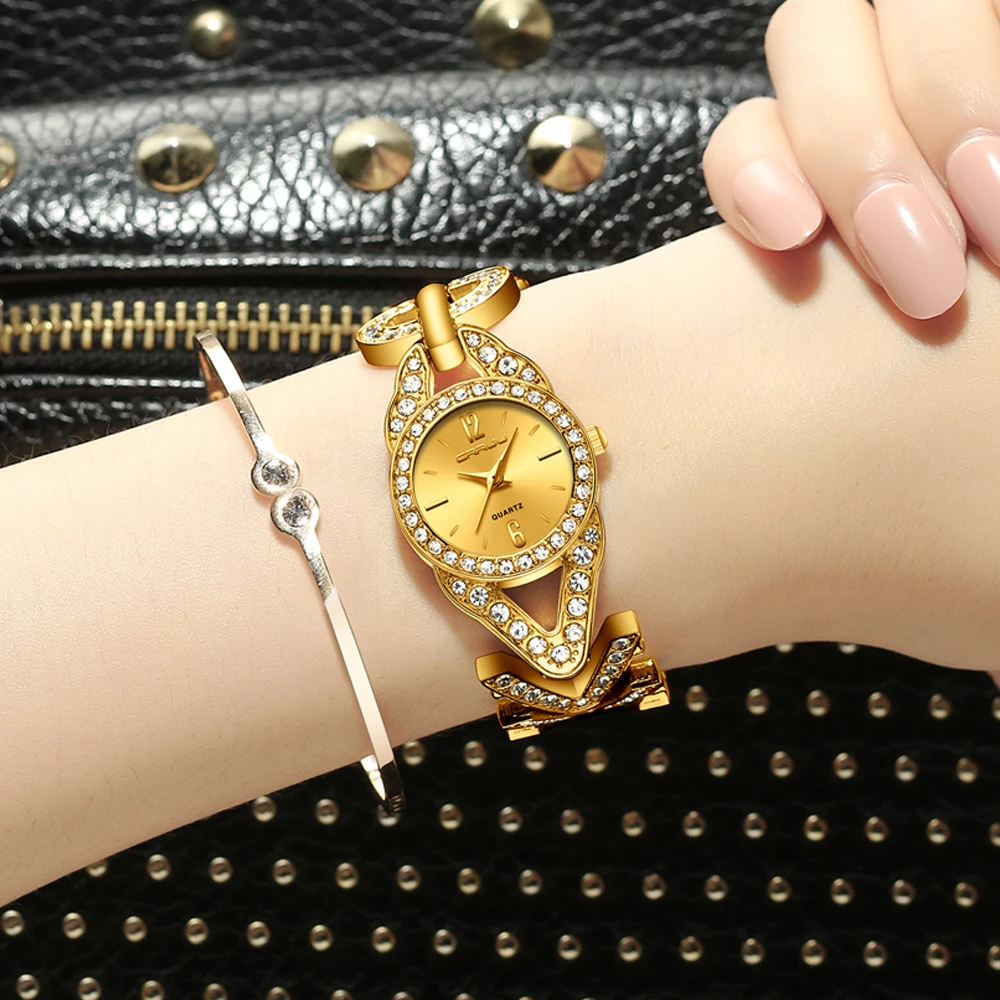 Женские часы CRRJU reloj mujer классический модный, с украшениями в виде бриллиантов браслеты платье наручные часы для женщин часы из нержавеющей стали