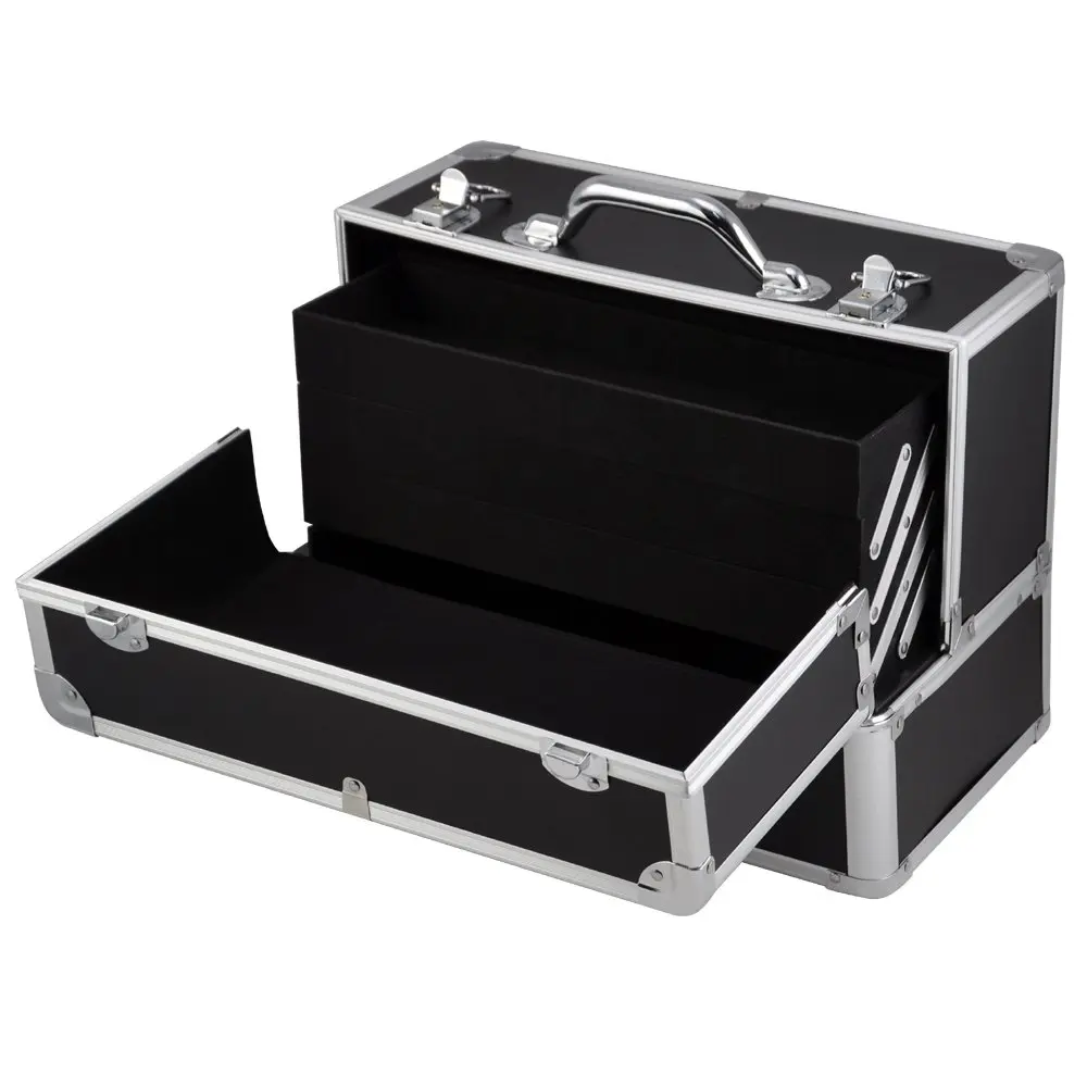 

Fashion Large Space Storage Beauty Box Make up Jewelry Cosmetic Vanity Case Cosmetic Box(Black)