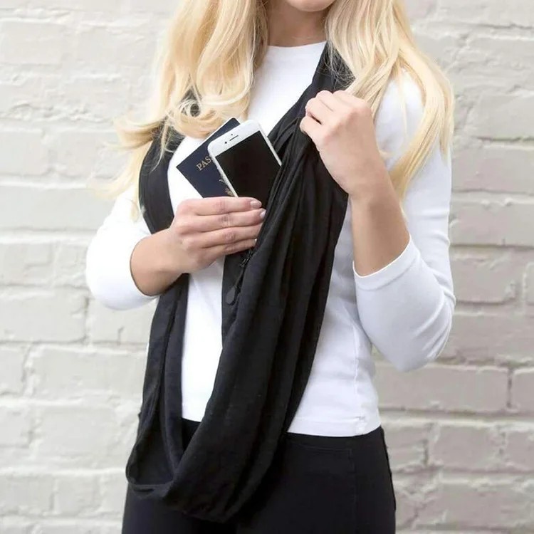 Convertible Infinity Scarf with Pocket Journey Infinity Scarf All-match Fashion Women Scarves Solid Soft Pocket Loop Scarf