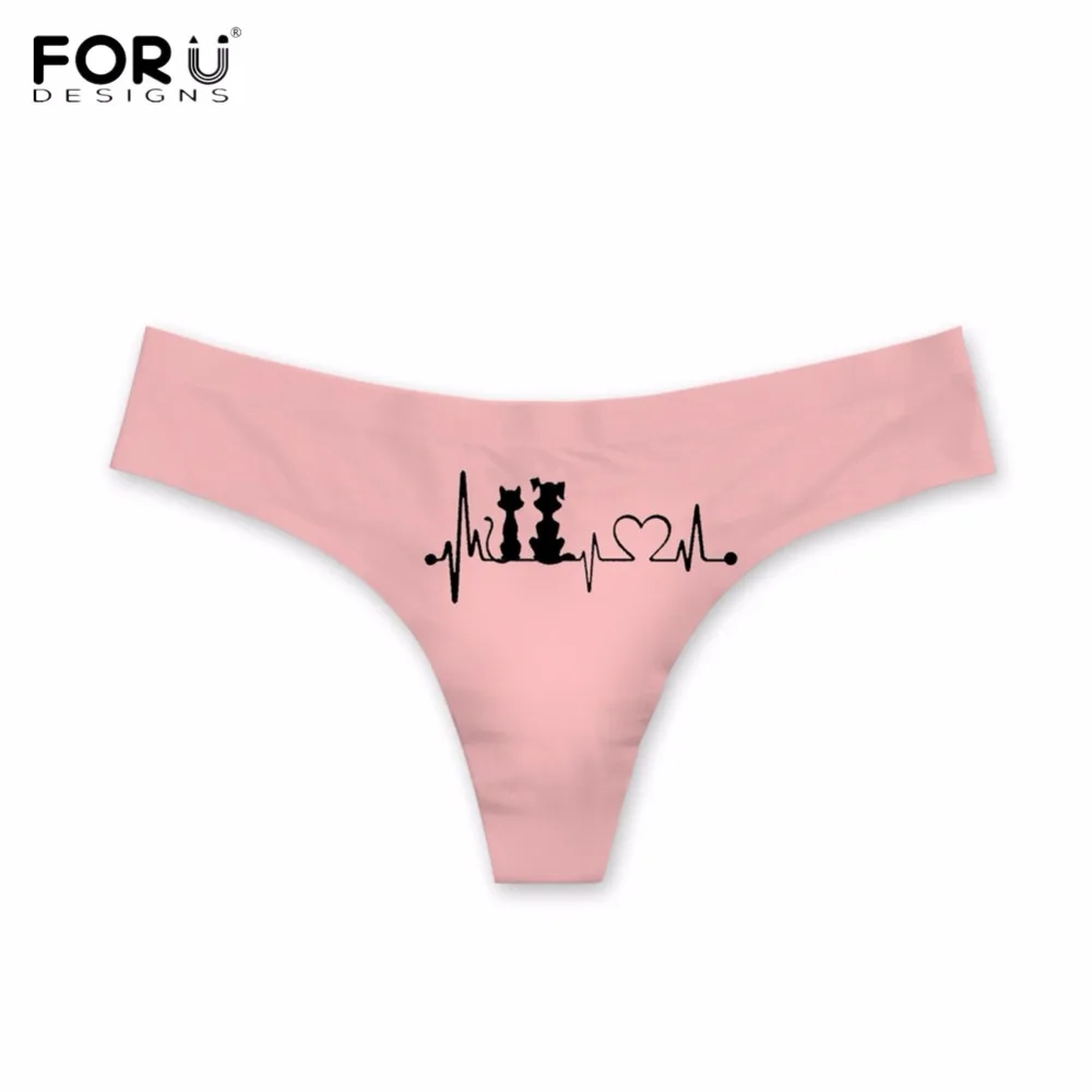 Женские сексуальные стринги FORUDESIGNS забавные животные кошка/киска узор