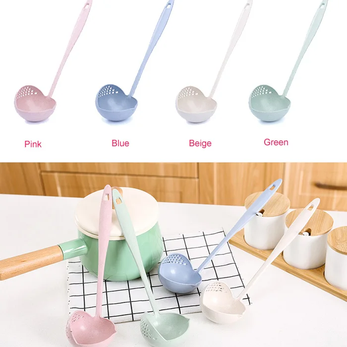 

Kitchen Cooking Tool Colanders Strainers Tableware Wheat Straw Children Soup Eat Spoon Eco-friendly Mix-color