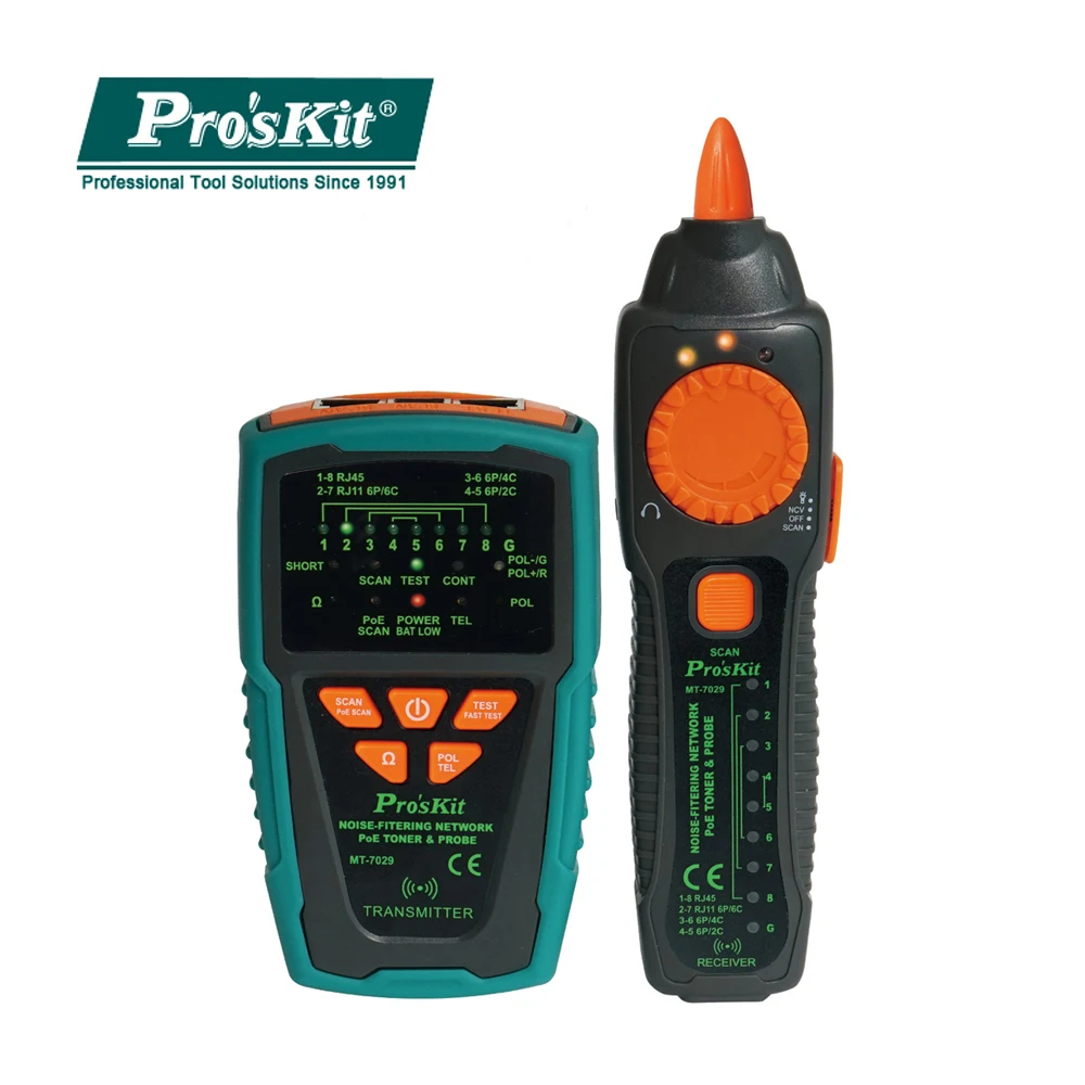 

Line finder Pro'skit MT-7029-C Anti-Interference Audio Network POE Network Cable Tester For Wire Telephone Line Detector Tracker