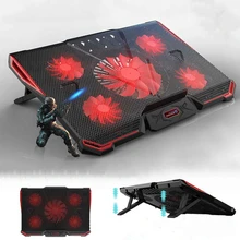 Охлаждающая подставка для игрового ноутбука, бесшумный светодиодный вентилятор с USB 2,0, регулируемая подставка для ноутбука, подставка для компьютера с теплоотводом, подставка для ПК до 17 дюймов