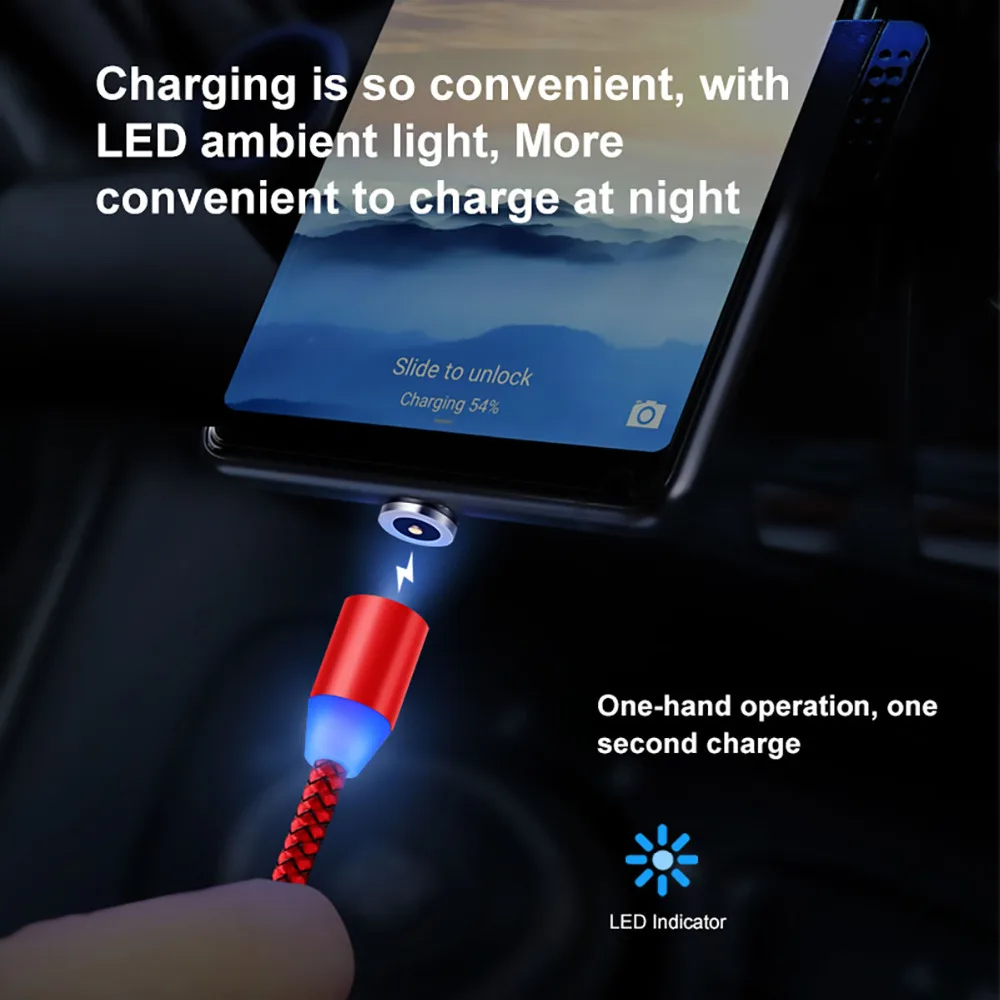 Micro USB Type C светодиодный магнитный кабель для Samsung Galaxy S20 S10 S10E S9 S8 S7 S6 Note 20 10 9 8 5 A10 A20 A30