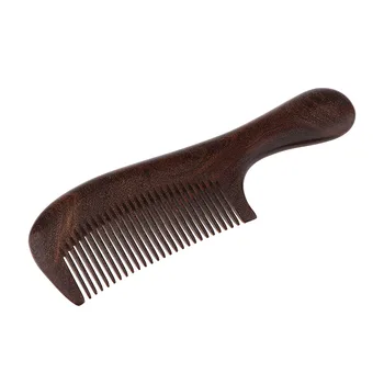 

Natural Sandalwood Fine Teeth Well Polished Anti-static Hair Comb Brush with Handle For Scalp Massage