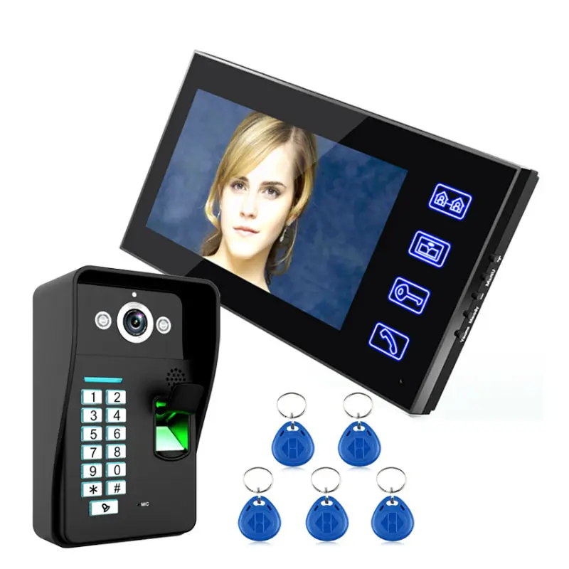 SmartYIBA " отпечатков пальцев Доступ контроллер видео-телефон двери рчид считыватель карт рчид контроль за видео домофон видео дверной звонок в квартиру переговорное устройство