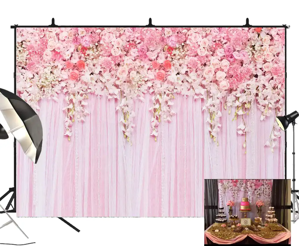 Beipoto ピンク花の背景写真の背景の結婚式の背景花ベビーシャワーの誕生日パーティーの装飾ブライダルシャワー 背景 Aliexpress