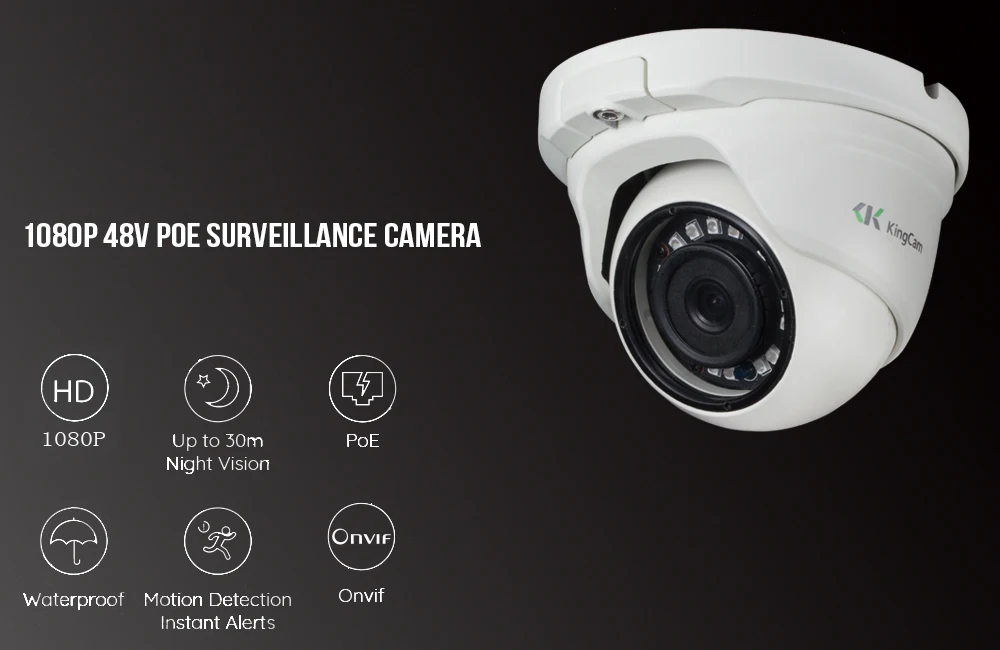 KingCam 2,8 мм объектив широкоугольная металлическая POE IP камера 1080P 960P 720P безопасность наружная ONVIF сеть видеонаблюдения Купольная ipcam