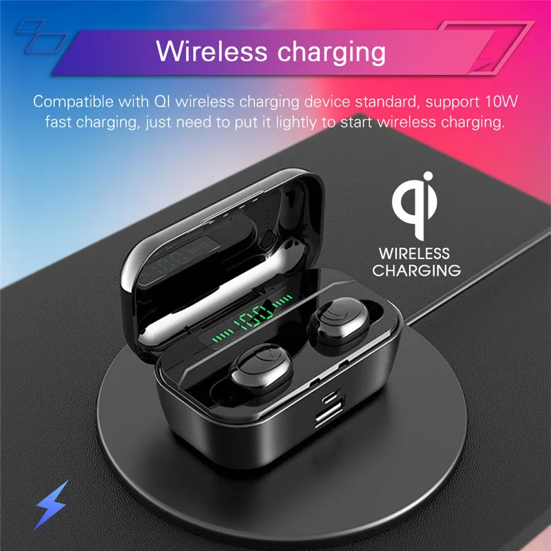 G6S TWS Bluetooth 5 0 9D Stereo Earphone Wireless Earphones IPX7 Waterproof Earphones 3500mAh LED Smart Power Bank Phone Holder