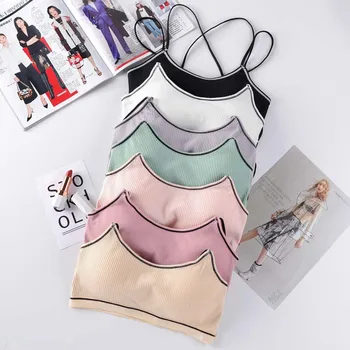 

Women's Cotton Bras Sexy Crossing Beautiful Back Underwear Padded Bralette Bralet Sexy Bra Lingeries Femme Crop Tops Sleep Bras
