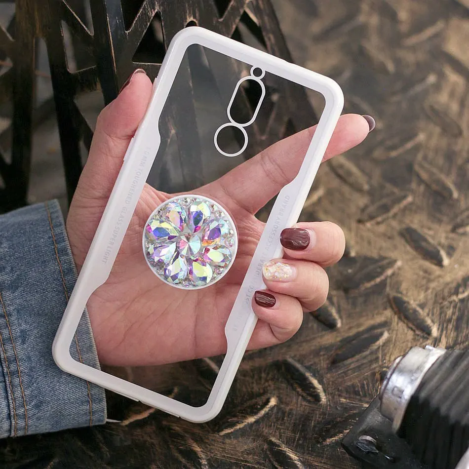 

Diamond Bracket Tempered Glass Telefon Case for Huawei Nova 3i mate 9 10 Pro P10 P20 Plus Lite Honor 9 10 V10 6X 6A 8 Maimang 6