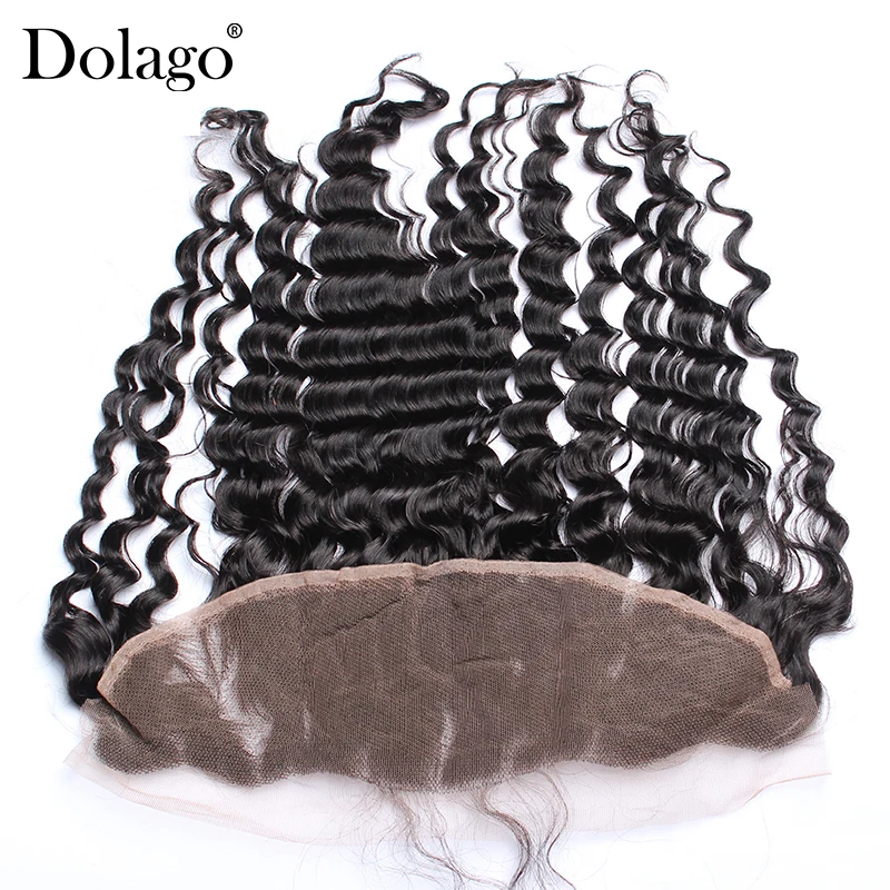 13x4 Lace Frontal Closure With Baby Hair Deep Wave Closure Brazilian Hair Pre Plucked 100% Human Remy Hair Dolago