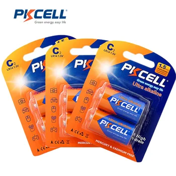

6Pcs/3card PKCELL C LR14 Battery AM2 CMN1400 E93 Super Alkaline Batteries 1.5v For Smoke Detector LED Lights Shaver Wireless