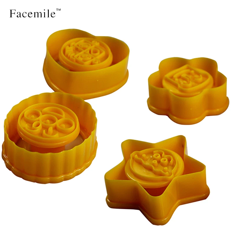 

Facemile 4pcs/set Biscuit Cake Stamp Mold Plastic Pastry Tools Baking Cookie Cutter 04040