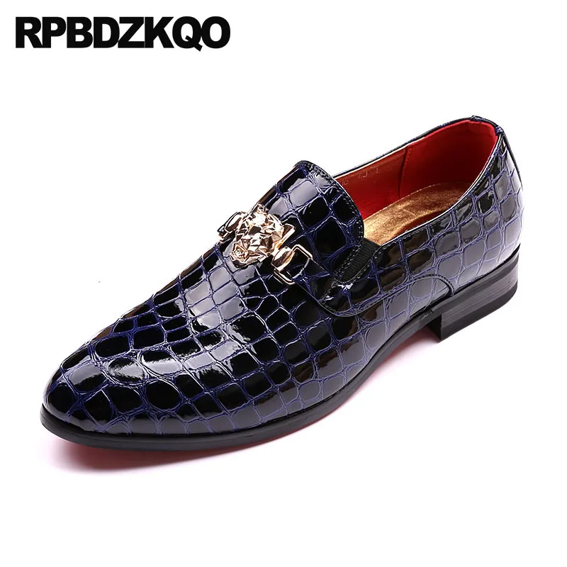 Stylish Snakeskin Formal European Metal Tip Patent Leather Pointed Toe Men Blue Dress Shoes Black Spring Elevator Snake Skin | Обувь