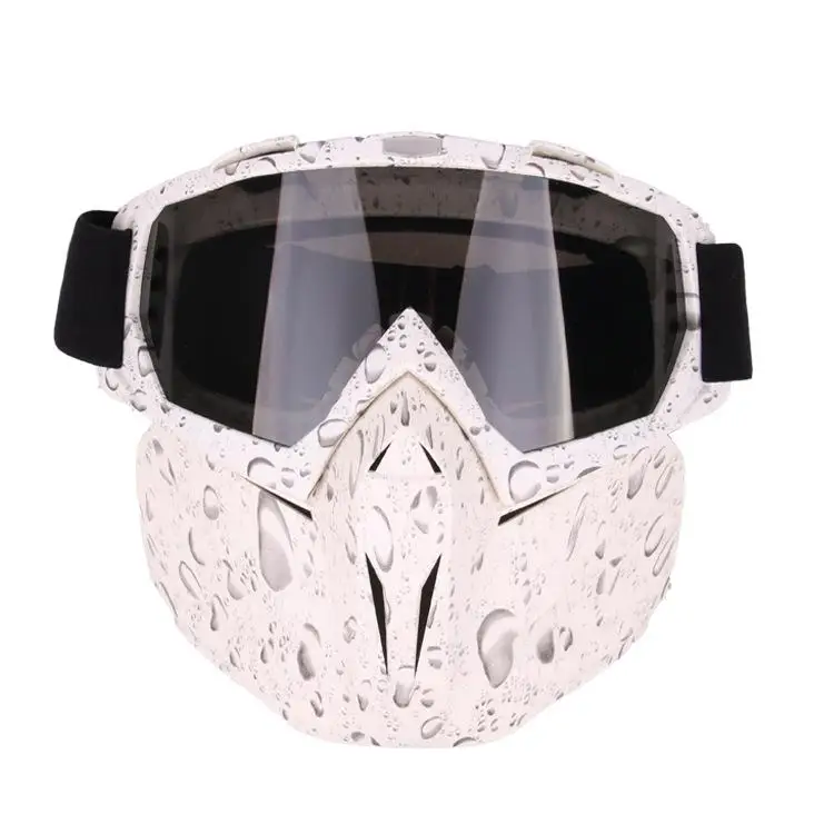 LumiParty Unique Motocross Goggles Glasses Face Dust Mask with Detachable Motorcycle Mouth Filter goggles mask Double foam - Цвет: Pearl White