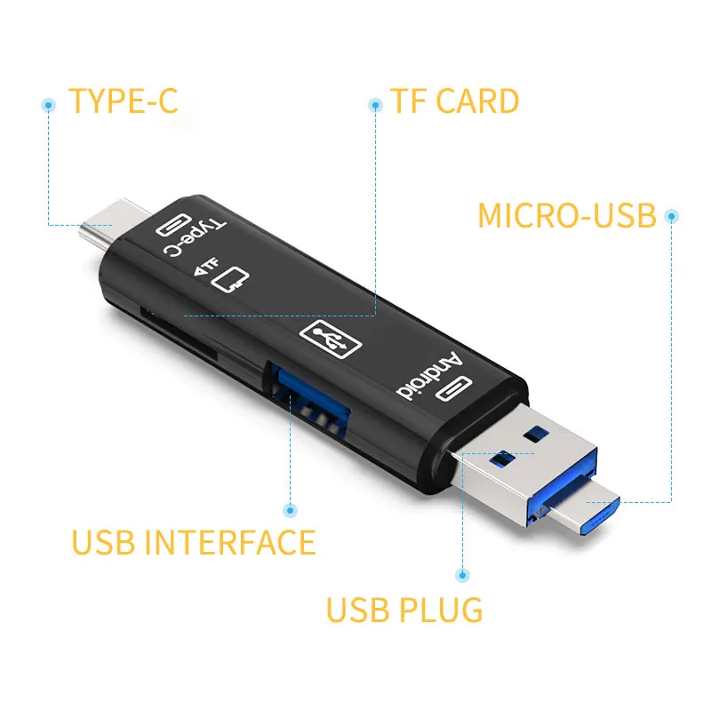 3 в 1 USB 2,0& type C& Micro USB OTG кард-ридер TF карта памяти адаптер считывателя для Macbook Pro samsung huawei Xiaomi разъем