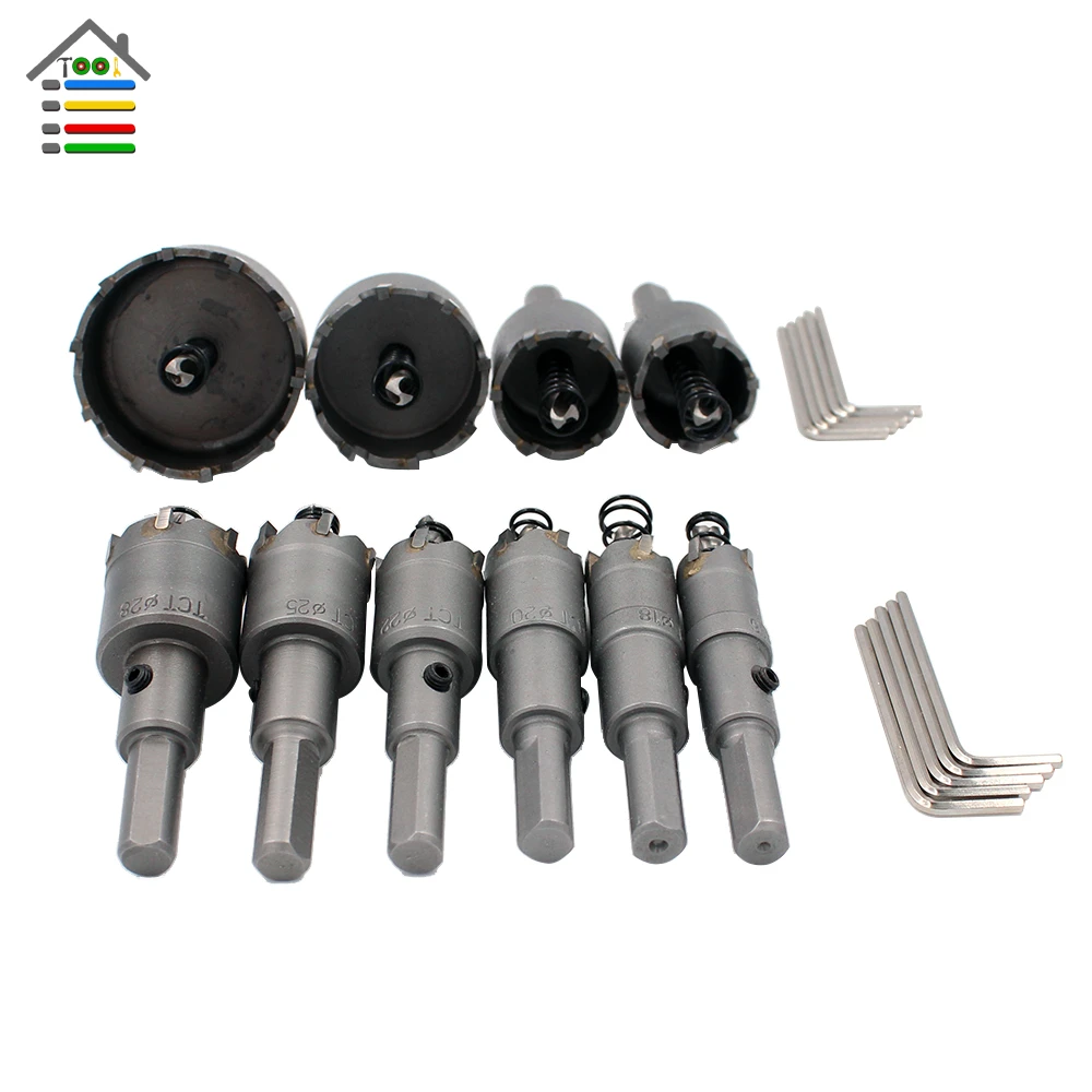 Details about   10PC Carbide Tip TCT Hole Saw Cutter Drill Bit Set For Steel Metal Alloy 16-50mm