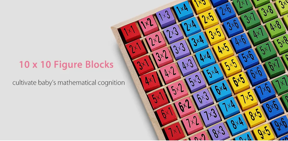 YOULEBI Multiplication Table Educational Toy 10 x 10 Figure Blocks