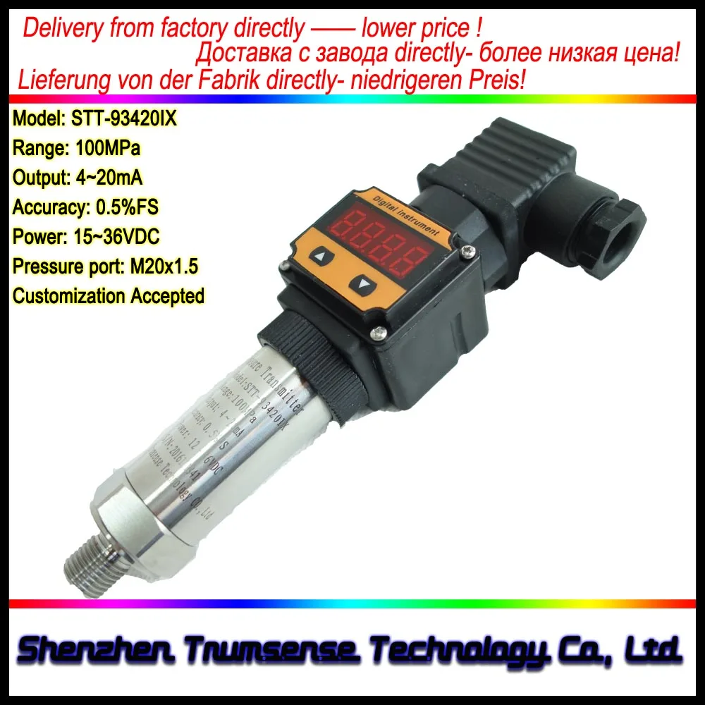 LED Diffused Silicon Digital Display Pressure Transducer Range 100Mpa