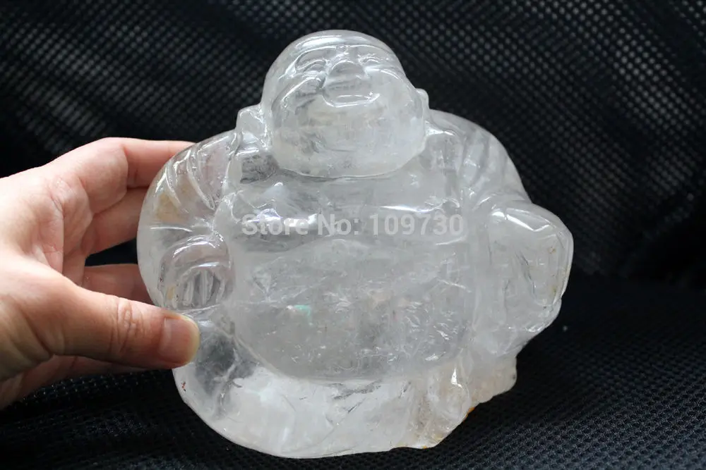 

001021 Clear Natural Quartz Rock Crystal BUDDHA Carving