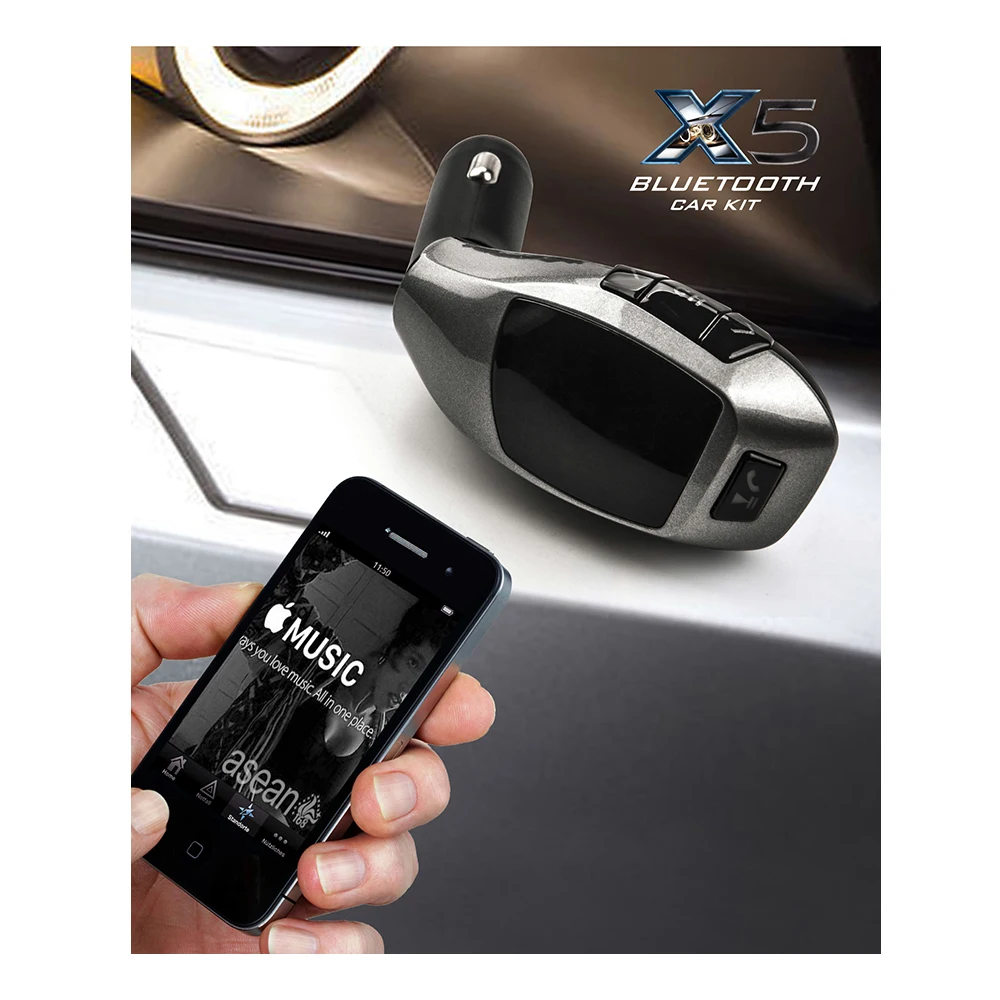 X5 Bluetooth Handsfree FM Transmitter Car Kit MP3 Music Player Radio Adapter Work with TF Card U Disk For iPhone Smartphone