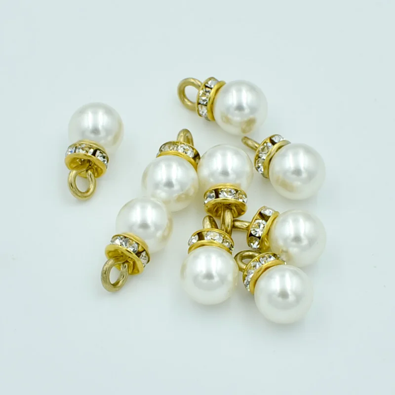 

10PCS ABS 8mm Glossy Beads rhinestone Pendant ornaments wedding crafts DIY Earrings beads PH001