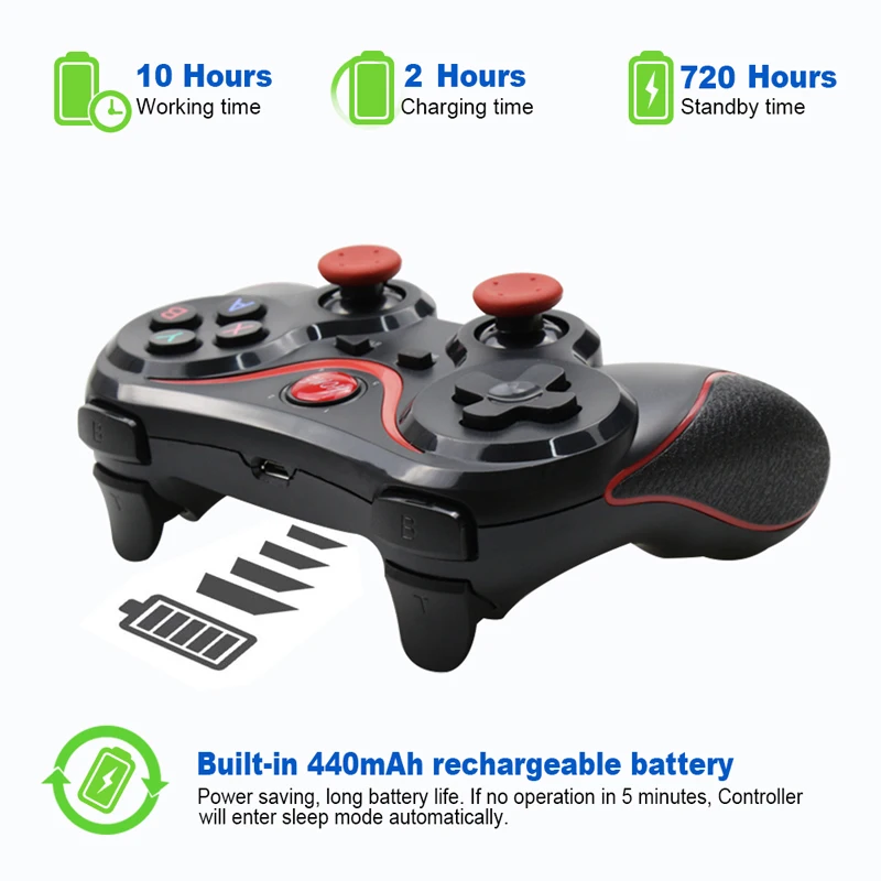 Best Price Cheap HMbEd Wireless Bluetooth 3.0 Game Controller Terios T3/X3 For PS3/Android Smartphone Tablet PC With TV Box Holder T3+ Remote Gamepad