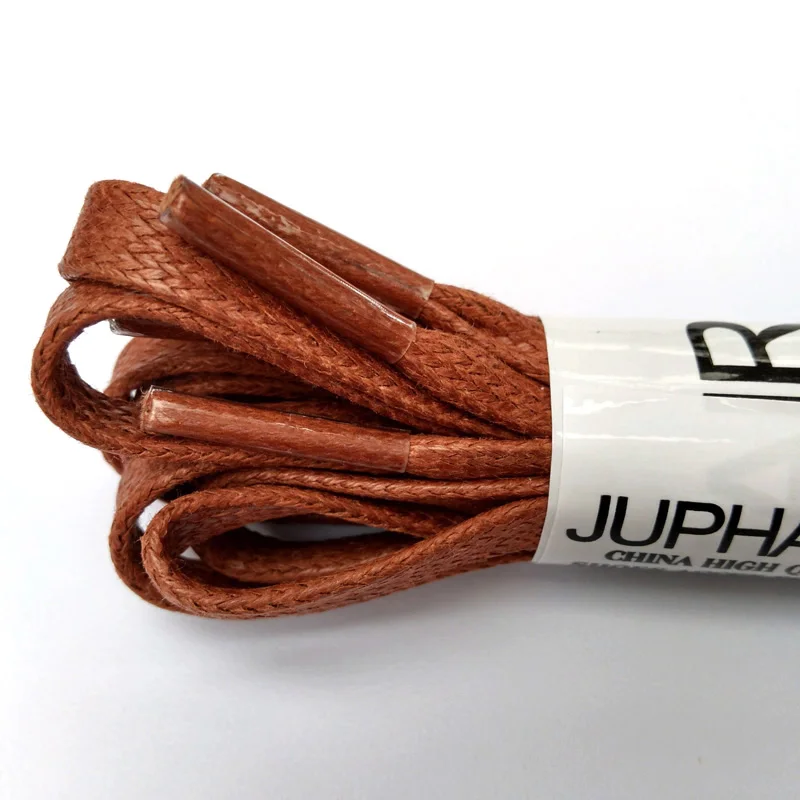 JUP1-12 Pair Red Brown Flat Waxed Dress Canvas Shoelaces Sneakers Boots Shoelace Unisex String Colors Shoes Laces High Quality