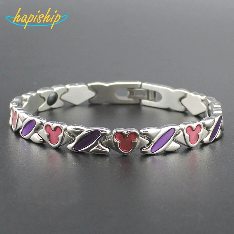 

Hapiship2017 New Women/Men's 7 Magnet Cell Titanium Steel Health Care Bracelet Bangle Wholesale Drop Shipping TG4604