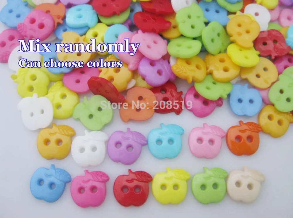 

NBNVAV 1/2" kids cloth buttons multicolors 200pcs apple shape plastic sewing craft buttons flatback