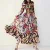 High quality 2022 new fashion Maxi dress Women's Long Sleeve Amazing Printed Waist Elasticated vintage Beach Chiffon long Dress ► Photo 1/6