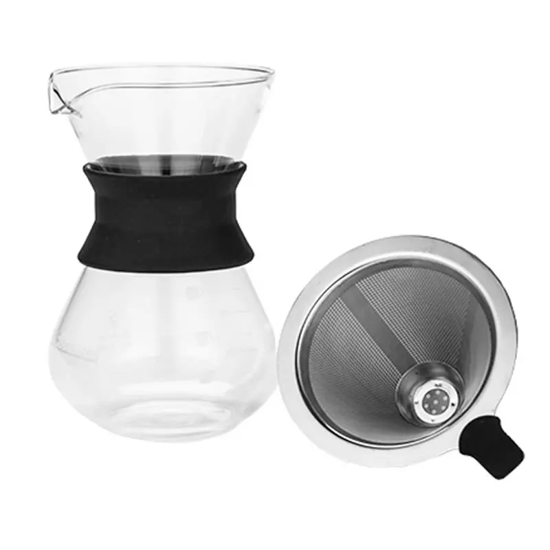 

Pour Over Coffee Maker with Stainless Steel Filter High-temperature Resistant Glass Coffee Maker Pot Espresso Coffee Machine