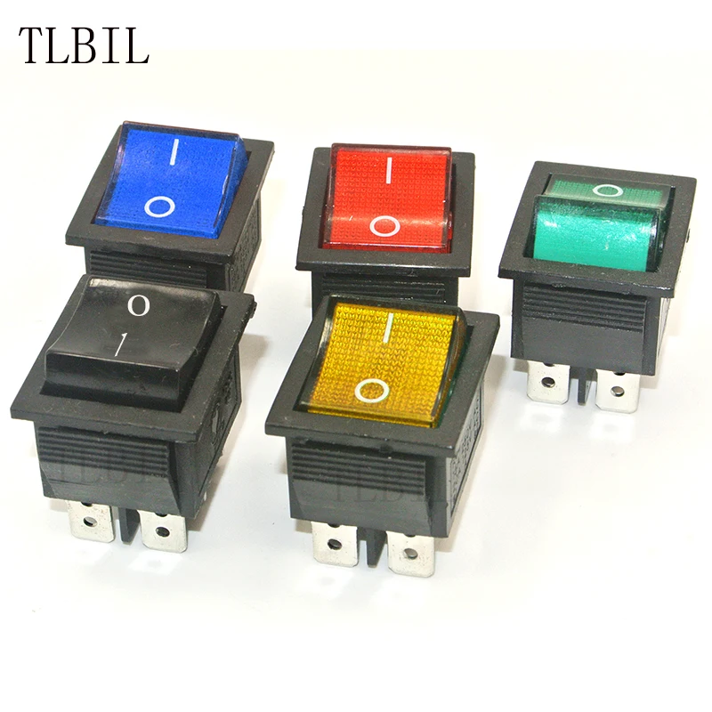 

50pcs KCD4 Rocker Switch Power Switch 2 Position 6 Pins With Light 16A 250VAC/ 20A 125VAC