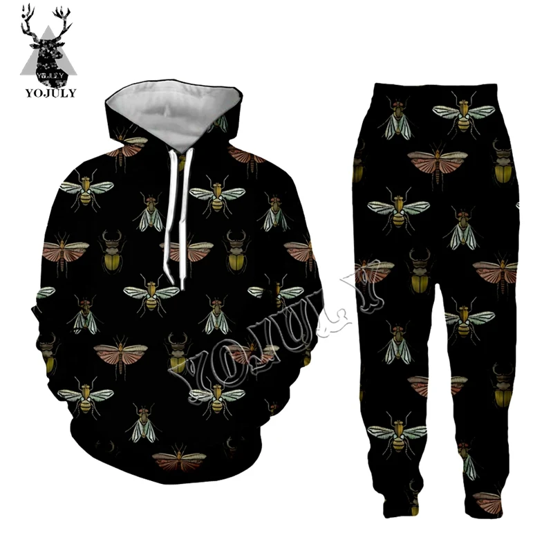 Hoodie YOJULY унисекс 3D принт пчела черная футболка комплект Женская Повседневная футболка толстовка/шорты Мужская мода Harajuku топ одежда Y65 - Цвет: Hoodie