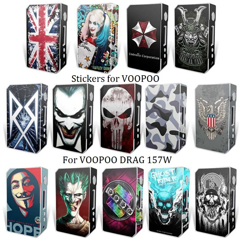 

14 Colors Electronic Cigarette Stickers For VOOPOO DRAG TC 157W Box Mod Skin Cover Sticker