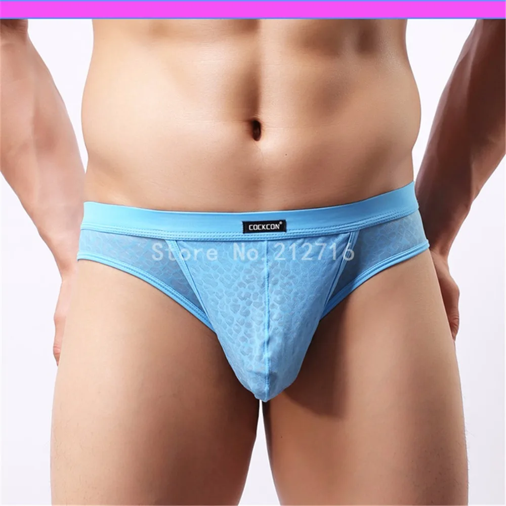 

Men's Soft Breathable Lace Bikini Bulge Pouch Ice Silky Soft Briefs Panites Underwear Size M/L/XL