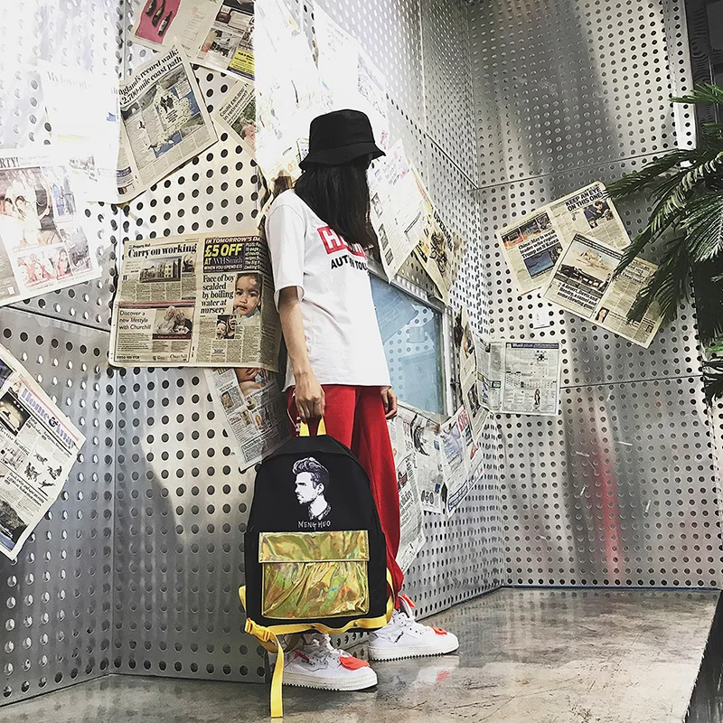 Menghuo Patchwork Women Backpack Laser Holographic Bag Mochila Feminino Silver Multicolor School Bags Leather Daypack Olografico (60)