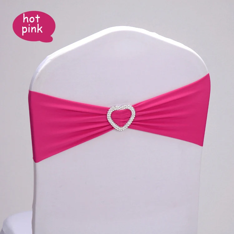 100pc/lot Spandex Chair Sash Band For Wedding With Crown Heart Buckle