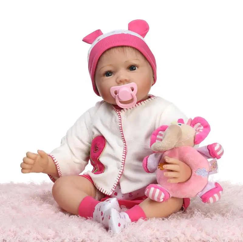 

Girl reborn dolls 22"55cm bebes reborn silicone reborn baby dolls toys for children gift with rattle plush bonecas reborn