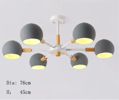 Лампы в скандинавском стиле из твердой древесины Современный минималистичный E27 Светодиодная Люстра для гостиной столовой ресторана спальни кабинета - Цвет корпуса: Gray    6 lights