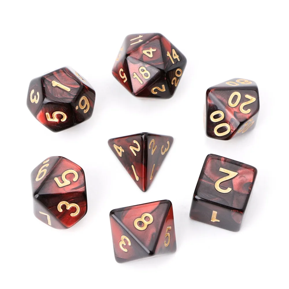7 pçs/set dados poliédricos acrílicos para jogos de tabuleiro trpg dungeons e dragons D4-D20