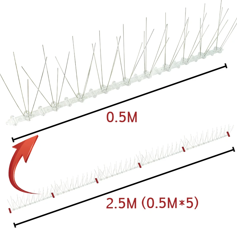 0,5 M/1 M/2 M/3 M/5 M шипы из нержавеющей стали для голубей, ласточки, воробей, птиц, защита от птиц, унесенных гибкими пластиковыми базовыми полосками