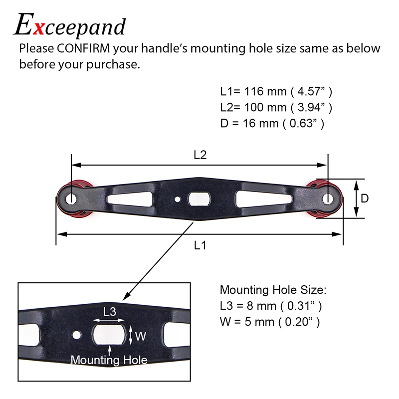 Exceepand Powerful Baitcaster Fishing Reel Handle for Abu Garcia Daiwa Low Profile Baitcasting Reel Grips Carbon Fiber Tubes