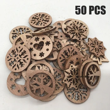 

50 Pcs Round Heart Mixed Shaped Wooden Cutout Scrapbooking for Unfinished Slices Hanging Ornament DIY Arts Crafts Decoration