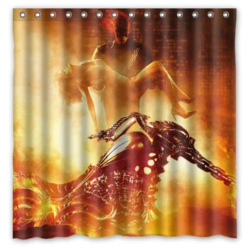 

GHOST RIDER DIY Waterproof Bath Shower Curtain Mildew Resistant Custom Bathroom Curtains Spa Decorative Screens 180*180cm