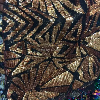 

New arrival and special geometry pattern free shipping by DHL! 3 color option sequins fabric,french net fabric for party