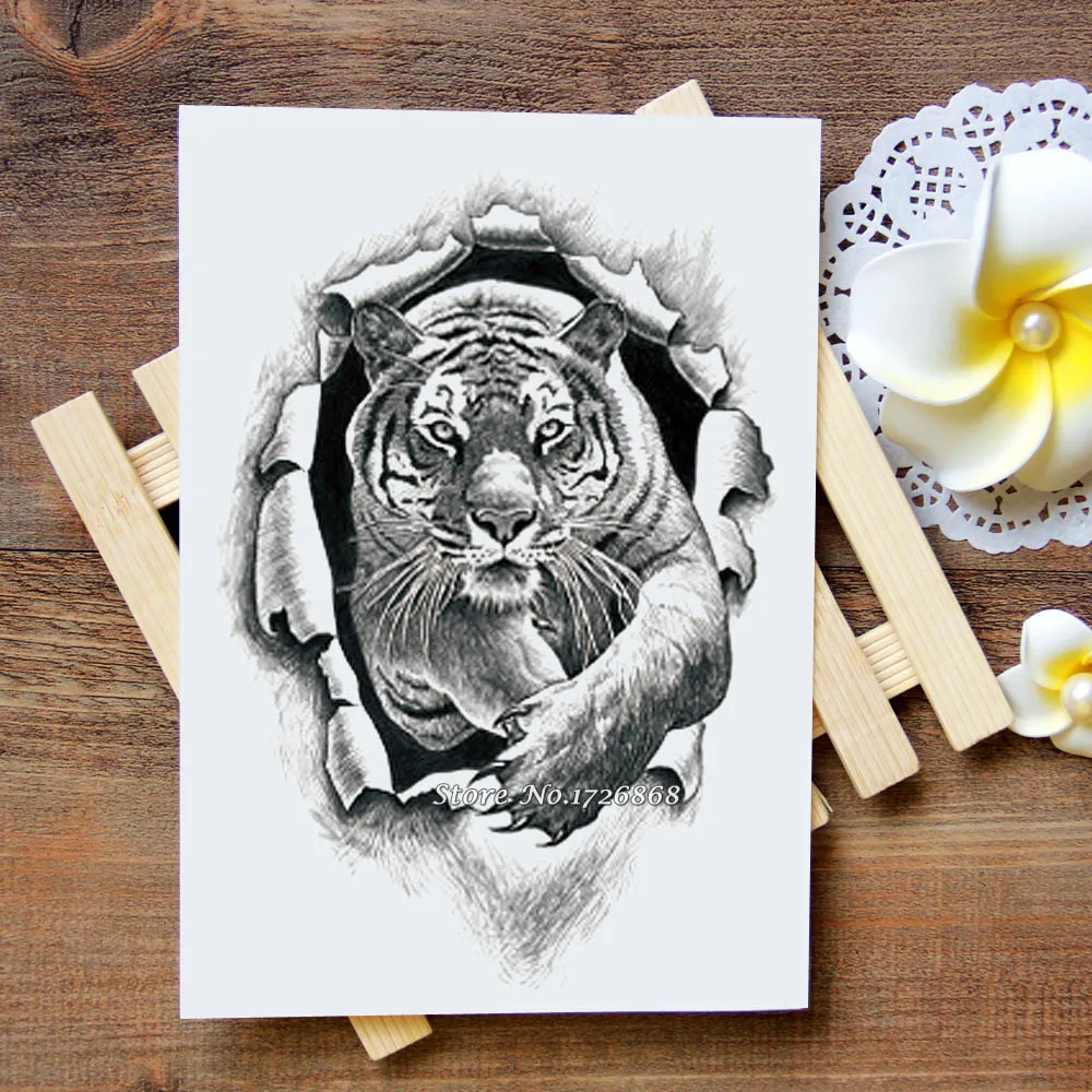 

Waterproof Temporary Tattoo Sticker Tiger wolf tattoo Water Transfer Flash Tattoo fake tattoo for women men kids #822