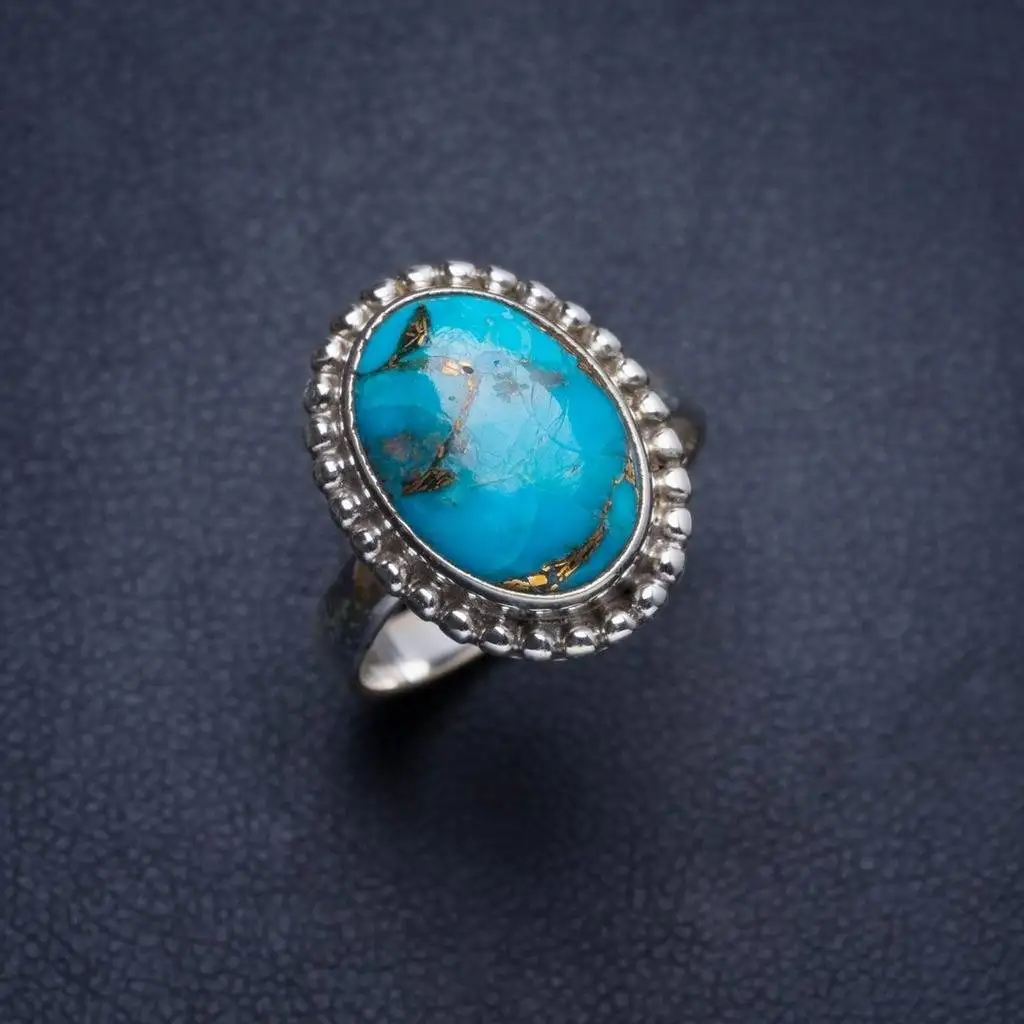 

Natural Turquoise Handmade Unique 925 Sterling Silver Ring 6.25 Y4388