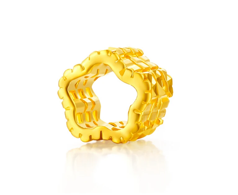

Pure 24k Yellow Gold Pendant 3D Bless Carved Flower Pendant 1.37g
